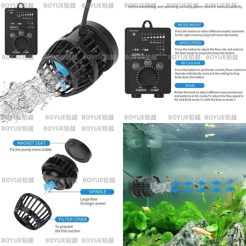 Powerhead Wave Maker - WiFi Aquarium Wave Maker Silent Circulation