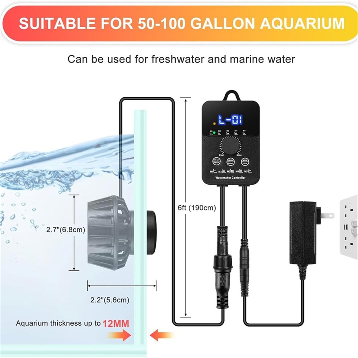 A983K 2100GPH Aquarium Wave Ma - đánh giá và giá Powerhead Wave Maker