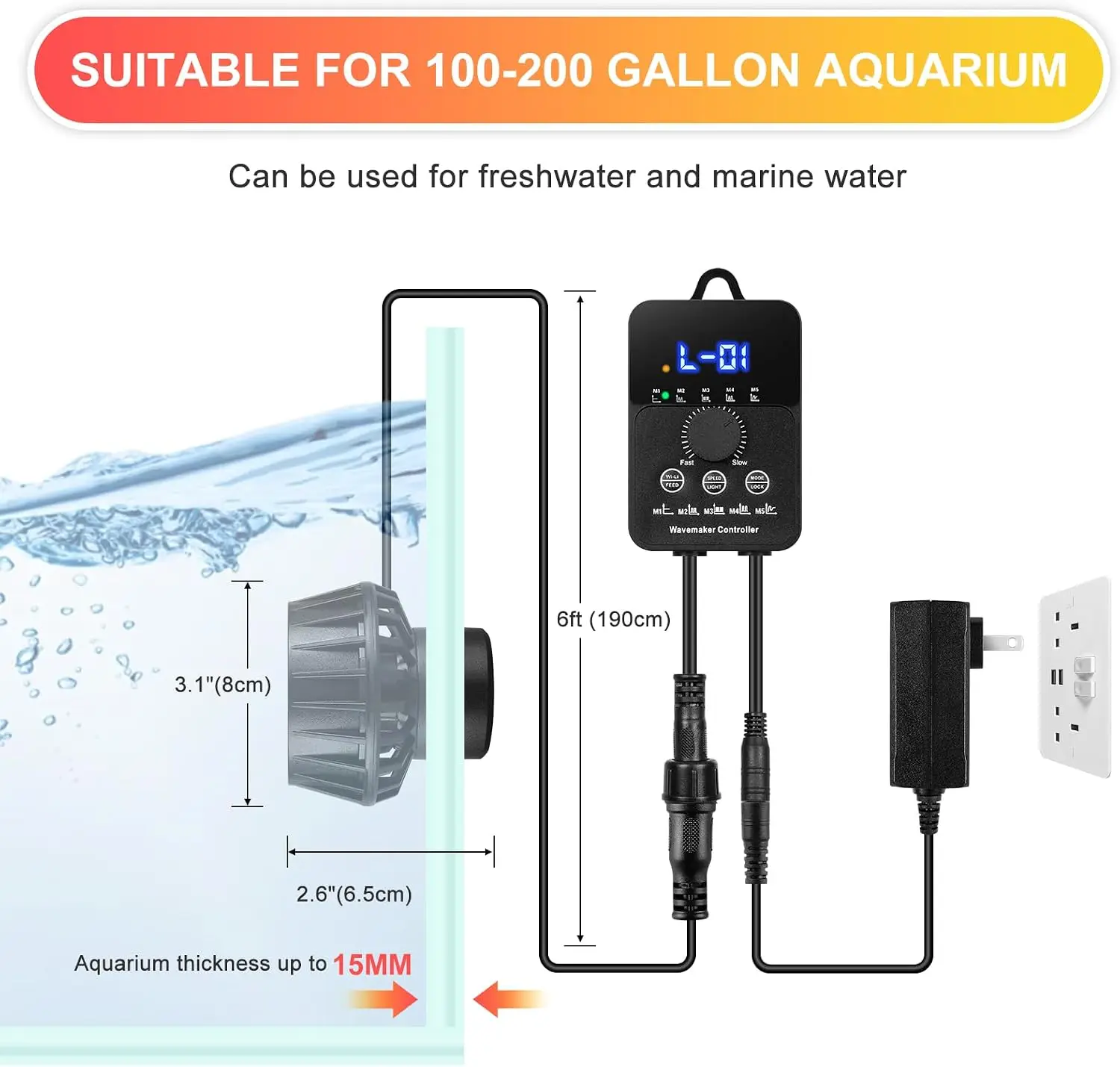 3400GPH Aquarium Wave Maker DC - đánh giá và giá Powerhead Wave Maker